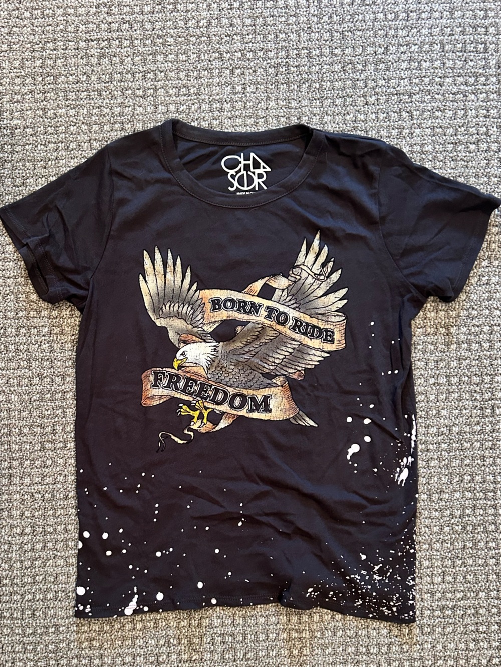 Chaser Black Graphic 'Born to Ride Freedom' Eagle Tee